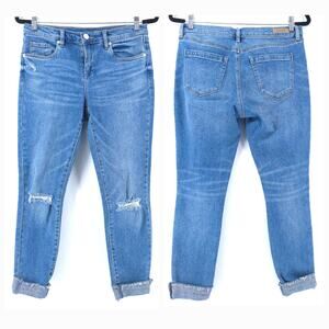 Blank NYC Womens The Reade Crop Mid Rise Raw Hem Skinny Jean |28